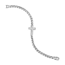 Load image into Gallery viewer, Cross Station Bracelet in Sterling Silver with Diamonds, 5mm
