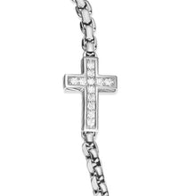 Load image into Gallery viewer, Cross Station Bracelet in Sterling Silver with Diamonds, 5mm
