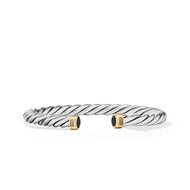 Cable Cuff Bracelet in Sterling Silver with 18K Yellow Gold and Black Onyx, 6mm