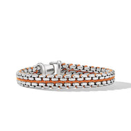 Woven Box Chain Bracelet in Sterling Silver with Orange Nylon