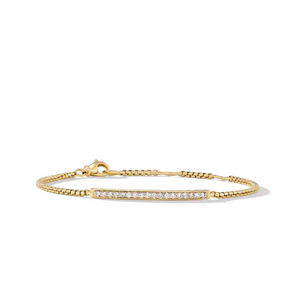 Petite Pave Bar Bracelet in 18K Yellow Gold with Diamonds, 1.7mm