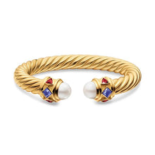 Load image into Gallery viewer, Renaissance Cablespira Bracelet in 18K Yellow Gold with Pearl, Iolite and Rhodolite Garnet, 9mm
