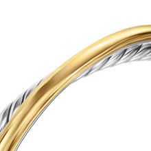 Load image into Gallery viewer, Crossover Two Row Cuff Bracelet in Sterling Silver with 14K Yellow Gold, 11mm
