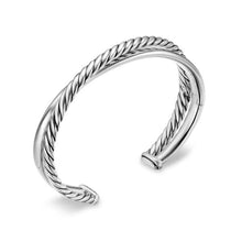 Load image into Gallery viewer, Crossover Two Row Cuff Bracelet in Sterling Silver, 10.7mm
