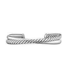 Load image into Gallery viewer, Crossover Two Row Cuff Bracelet in Sterling Silver, 10.7mm
