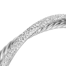 Load image into Gallery viewer, Crossover Two Row Cuff Bracelet in Sterling Silver with Diamonds, 11mm
