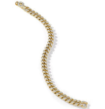 Load image into Gallery viewer, Curb Chain Bracelet in 18K Yellow Gold with Pave Diamonds
