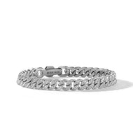 Curb Chain Bracelet in Sterling Silver with Pave Diamonds