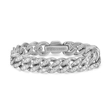 Load image into Gallery viewer, Curb Chain Bracelet in Sterling Silver with Diamonds
