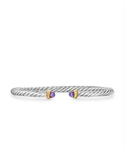 Load image into Gallery viewer, Cable Flex Bracelet in Sterling Silver with 14K Yellow Gold and Amethyst, 4mm
