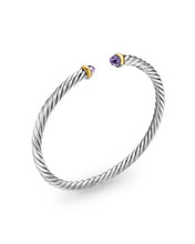 Load image into Gallery viewer, Cable Flex Bracelet in Sterling Silver with 14K Yellow Gold and Amethyst, 4mm
