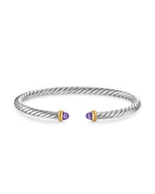 Load image into Gallery viewer, Cable Flex Bracelet in Sterling Silver with 14K Yellow Gold and Amethyst, 4mm
