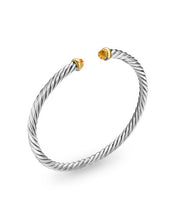 Load image into Gallery viewer, Cable Flex Bracelet in Sterling Silver with 14K Yellow Gold and Citrine, 4mm
