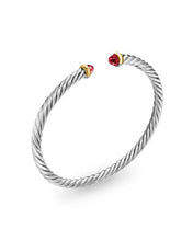 Load image into Gallery viewer, Cable Flex Bracelet in Sterling Silver with 14K Yellow Gold and Rhodolite Garnet, 4mm
