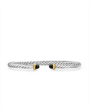 Load image into Gallery viewer, Cable Flex Bracelet in Sterling Silver with 14K Yellow Gold and Black Onyx, 4mm
