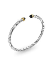 Load image into Gallery viewer, Cable Flex Bracelet in Sterling Silver with 14K Yellow Gold and Black Onyx, 4mm
