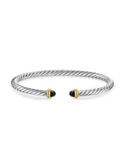 Load image into Gallery viewer, Cable Flex Bracelet in Sterling Silver with 14K Yellow Gold and Black Onyx, 4mm
