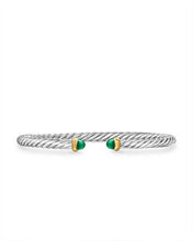 Load image into Gallery viewer, Cable Flex Bracelet in Sterling Silver with 14K Yellow Gold and Green Onyx, 4mm
