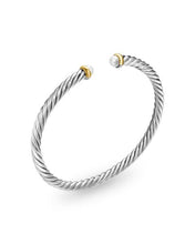 Load image into Gallery viewer, Cable Flex Bracelet in Sterling Silver with 14K Yellow Gold and Pearls, 4mm
