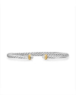 Cable Flex Bracelet in Sterling Silver with 14K Yellow Gold, 4mm