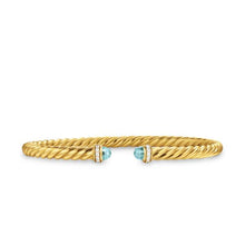Load image into Gallery viewer, Cablespira Flex Bracelet in 18K Yellow Gold with Aquamarine and Diamonds, 4mm
