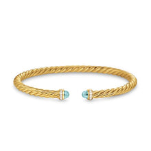 Load image into Gallery viewer, Cablespira Flex Bracelet in 18K Yellow Gold with Aquamarine and Diamonds, 4mm
