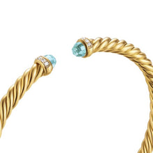 Load image into Gallery viewer, Cablespira Flex Bracelet in 18K Yellow Gold with Aquamarine and Diamonds, 4mm
