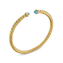 Load image into Gallery viewer, Cablespira Flex Bracelet in 18K Yellow Gold with Blue Topaz and Diamonds, 4mm
