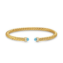 Load image into Gallery viewer, Cablespira Flex Bracelet in 18K Yellow Gold with Blue Topaz and Diamonds, 4mm
