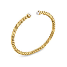 Load image into Gallery viewer, Cablespira Flex Bracelet in 18K Yellow Gold with Pearls and Diamonds, 4mm
