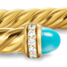 Load image into Gallery viewer, Cablespira Flex Bracelet in 18K Yellow Gold with Turquoise and Diamonds, 4mm
