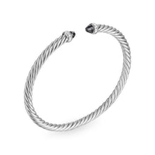 Load image into Gallery viewer, Cablespira Flex Bracelet in Sterling Silver with Black Onyx and Diamonds, 4mm
