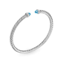 Load image into Gallery viewer, Cablespira Flex Bracelet in Sterling Silver with Blue Topaz and Diamonds, 4mm
