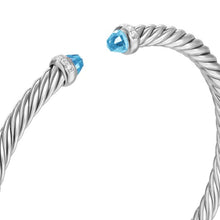 Load image into Gallery viewer, Cablespira Flex Bracelet in Sterling Silver with Blue Topaz and Diamonds, 4mm
