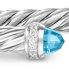 Load image into Gallery viewer, Cablespira Flex Bracelet in Sterling Silver with Blue Topaz and Diamonds, 4mm
