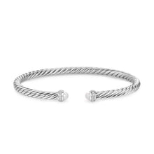 Load image into Gallery viewer, Cablespira Flex Bracelet in Sterling Silver with Pearls and Diamonds, 4mm
