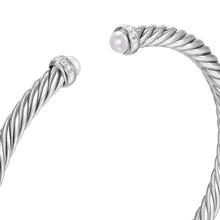 Load image into Gallery viewer, Cablespira Flex Bracelet in Sterling Silver with Pearls and Diamonds, 4mm
