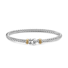 Load image into Gallery viewer, Cable Flex Buckle Bracelet in Sterling Silver with 14K Yellow Gold, 4mm
