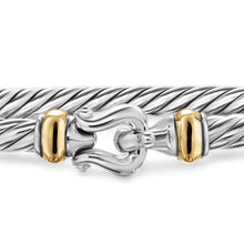 Load image into Gallery viewer, Cable Flex Buckle Bracelet in Sterling Silver with 14K Yellow Gold, 4mm

