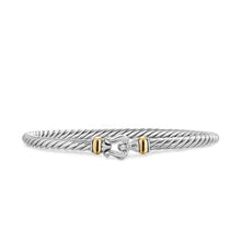 Load image into Gallery viewer, Cable Flex Buckle Bracelet in Sterling Silver with 14K Yellow Gold, 4mm
