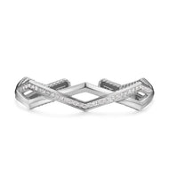 Zig Zag Stax Two Row Cuff Bracelet in Sterling Silver with Diamonds, 13mm