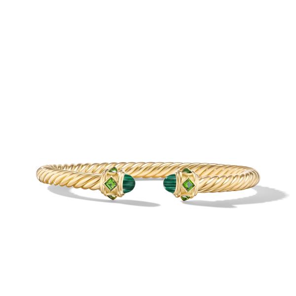Renaissance Bracelet in 18K Yellow Gold with Malachite and Chrome Diopside