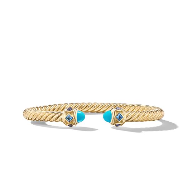Renaissance Bracelet in 18K Yellow Gold with Turquoise, Hampton Blue Topaz and Iolite