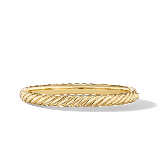 Sculpted Cable Bangle Bracelet in 18K Yellow Gold