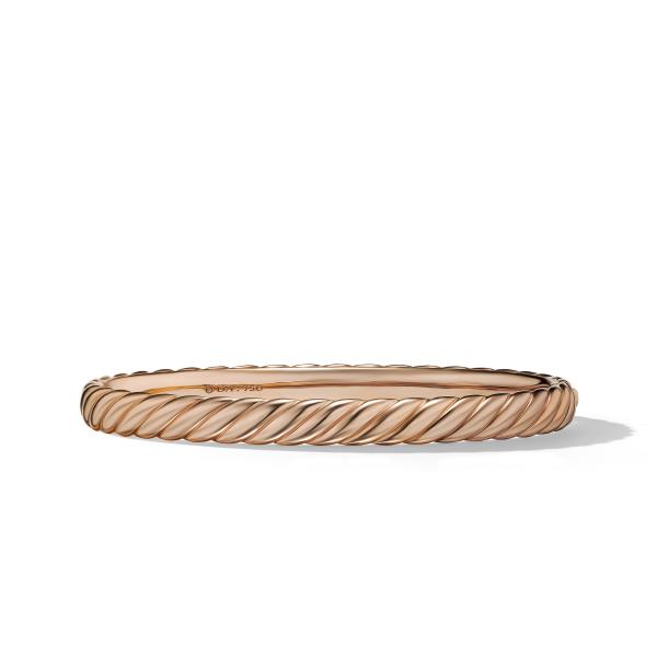 Sculpted Cable Bangle Bracelet in 18K Rose Gold