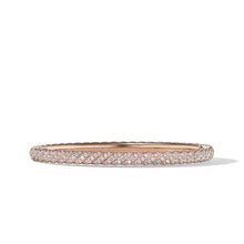 Load image into Gallery viewer, Sculpted Cable Pave Bangle Bracelet in 18K Rose Gold with Diamonds

