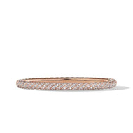 Sculpted Cable Pave Bangle Bracelet in 18K Rose Gold with Diamonds