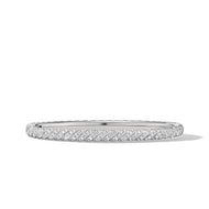 Sculpted Cable Pave Bangle Bracelet in 18K White Gold with Diamonds