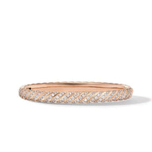 Load image into Gallery viewer, Sculpted Cable Pave Bangle Bracelet in 18K Rose Gold with Diamonds
