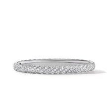 Load image into Gallery viewer, Sculpted Cable Pave Bangle Bracelet in 18K White Gold with Diamonds
